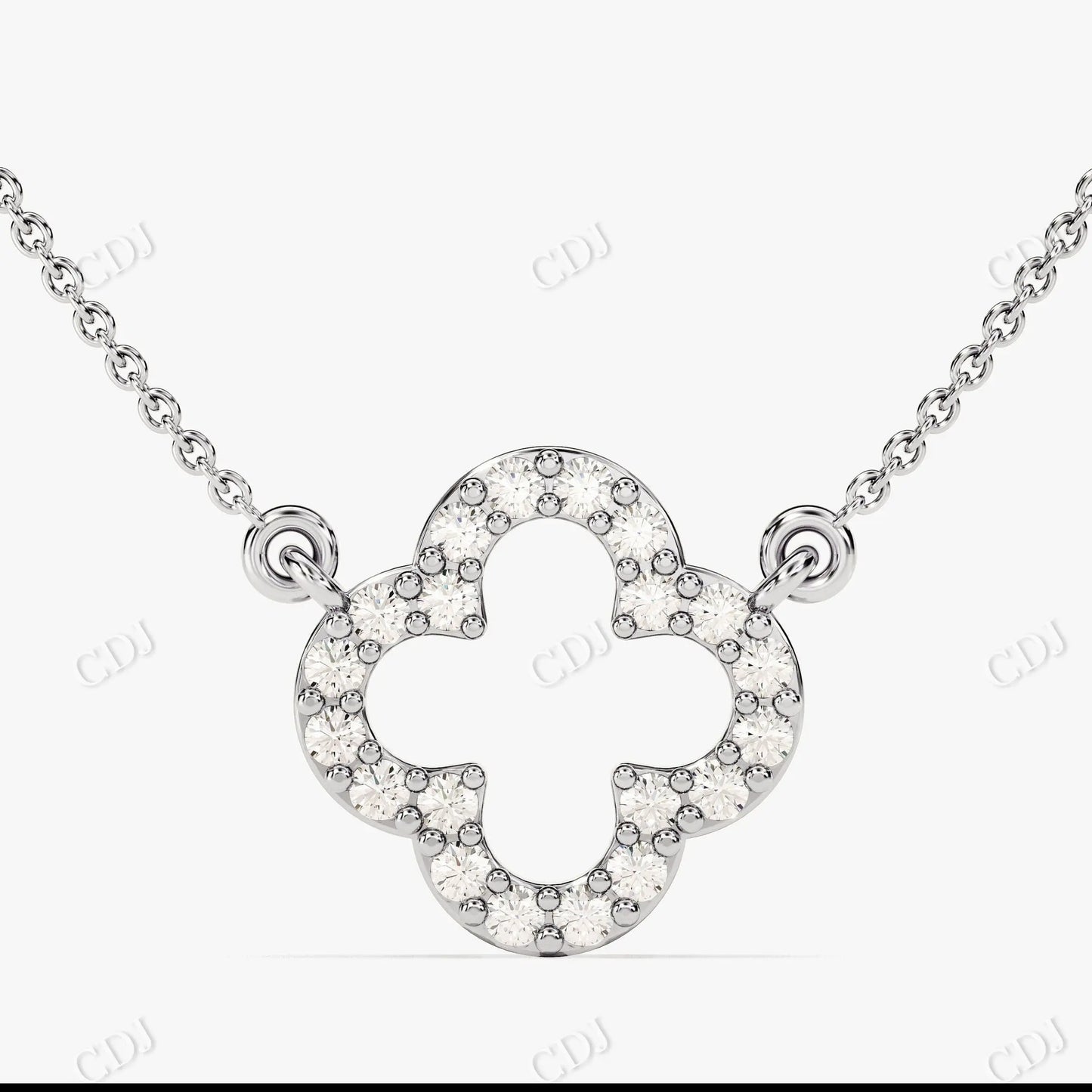 0.30CTW Moissanite Clover Necklace  customdiamjewel 10KT White Gold VVS-EF