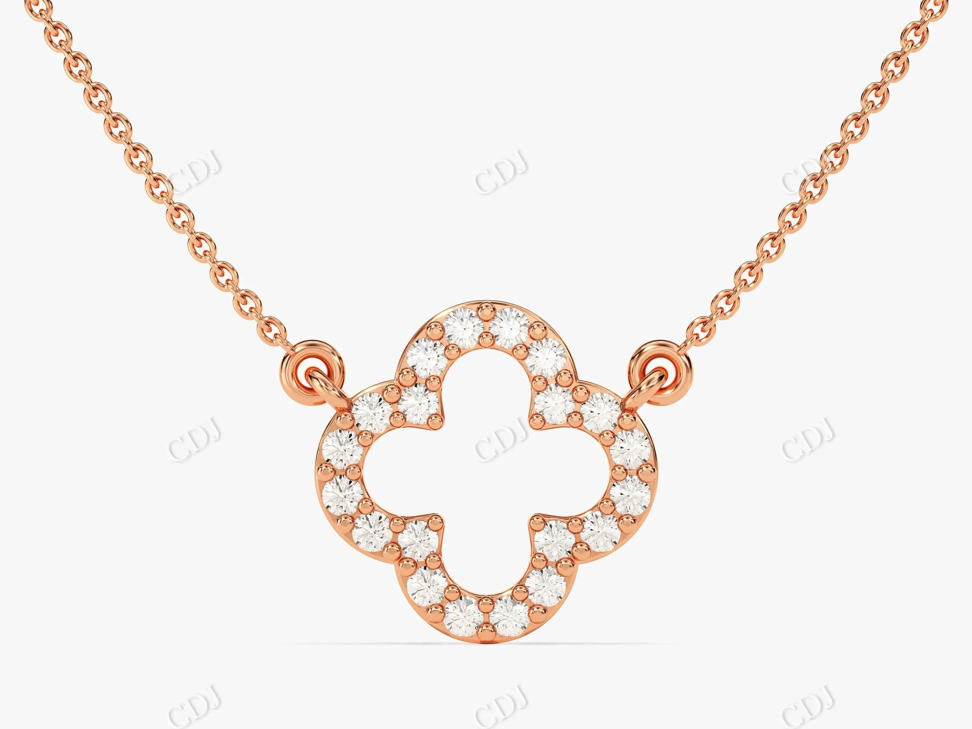 0.30CTW Moissanite Clover Necklace  customdiamjewel 10KT Rose Gold VVS-EF