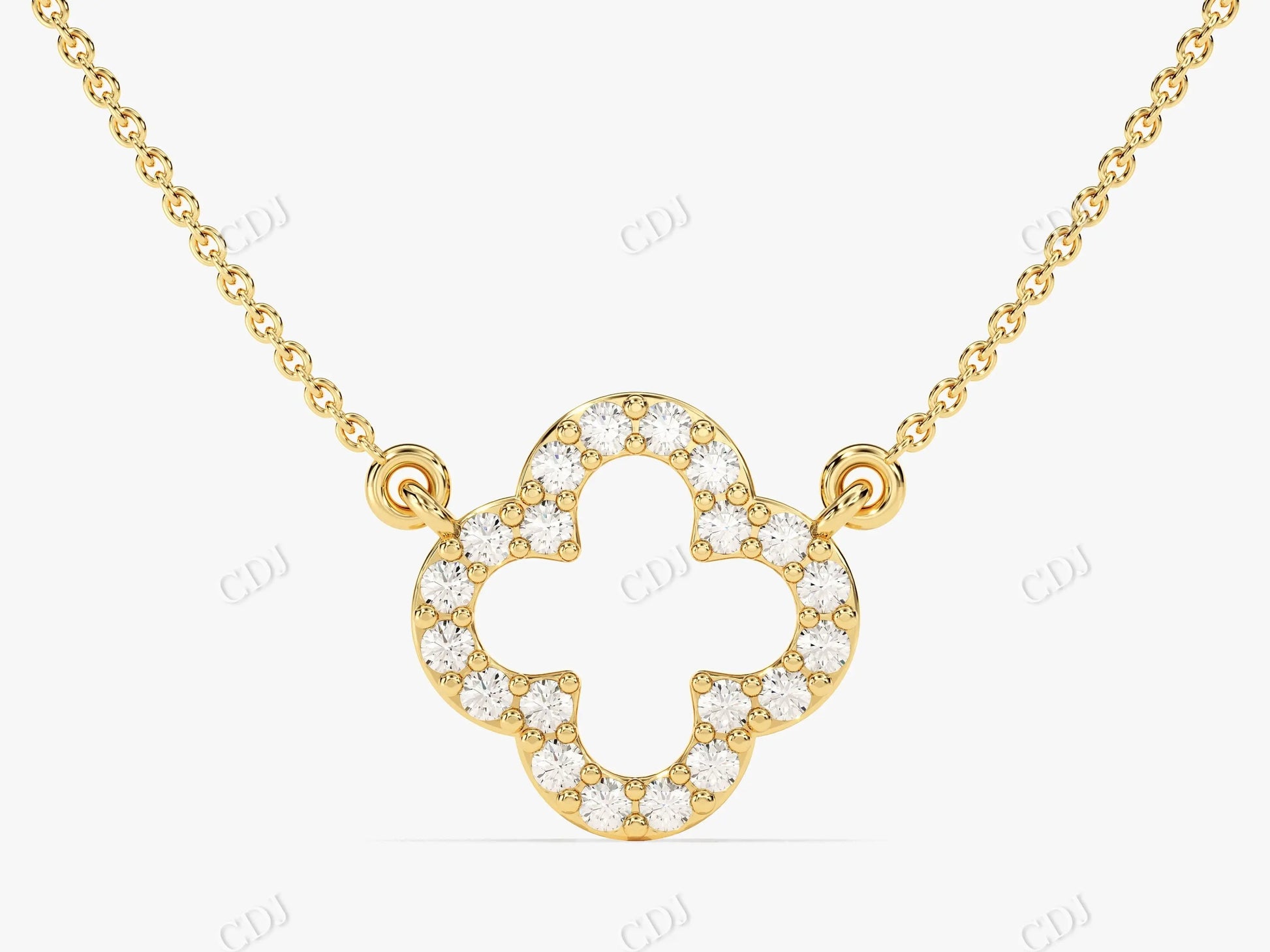 0.30CTW Moissanite Clover Necklace  customdiamjewel 10KT Yellow Gold VVS-EF