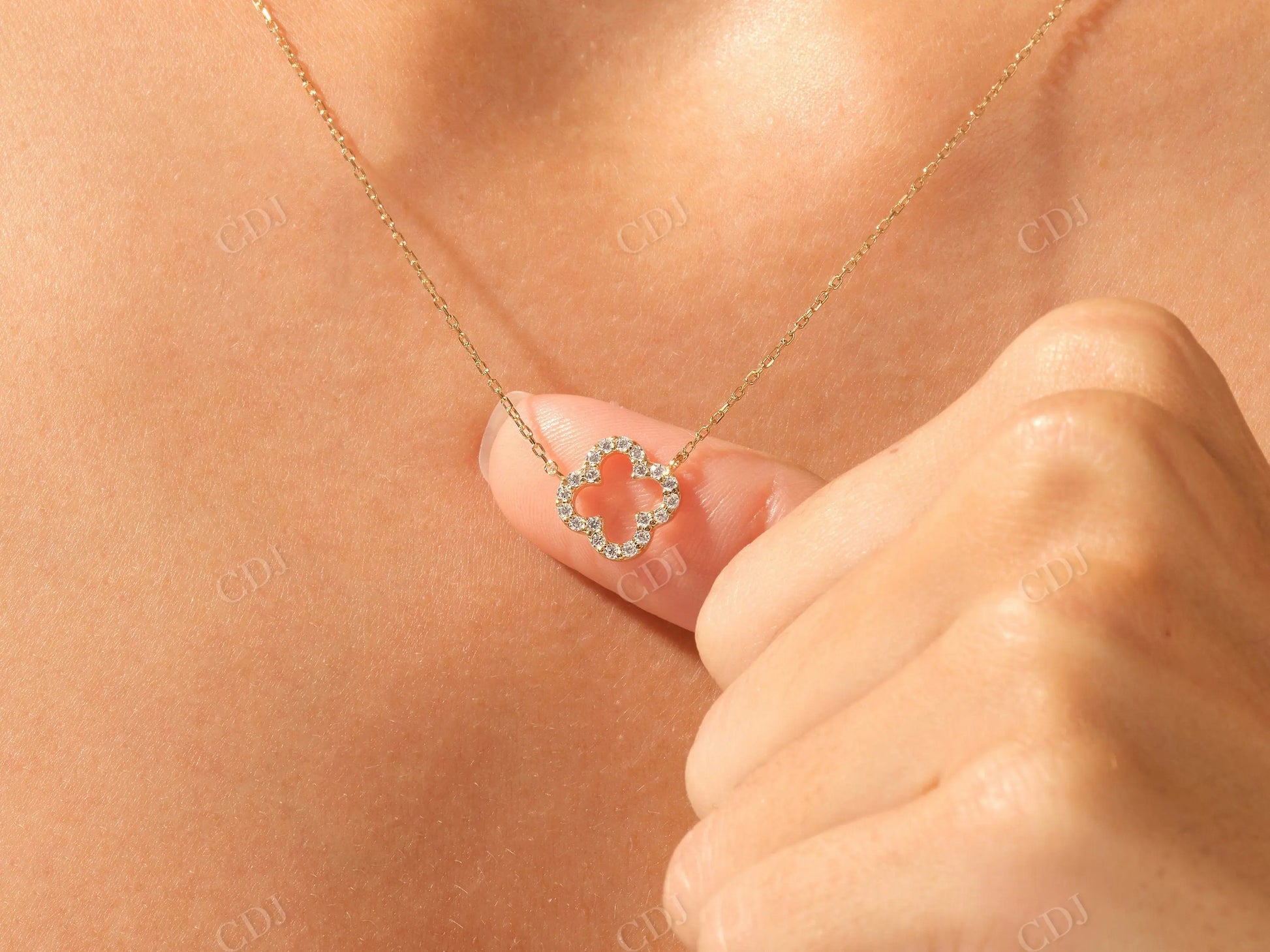 0.30CTW Moissanite Clover Necklace  customdiamjewel   