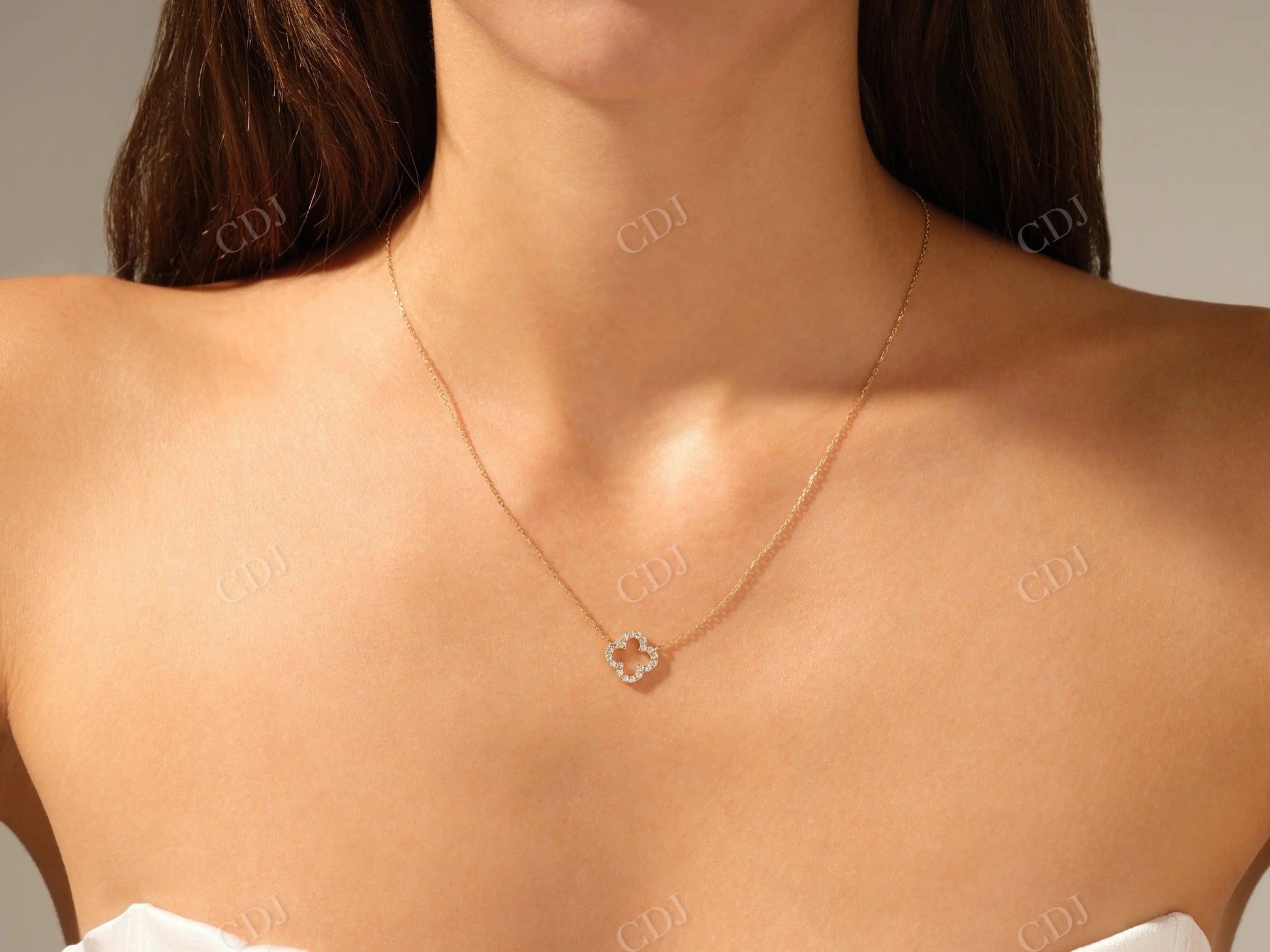 0.30CTW Moissanite Clover Necklace  customdiamjewel   