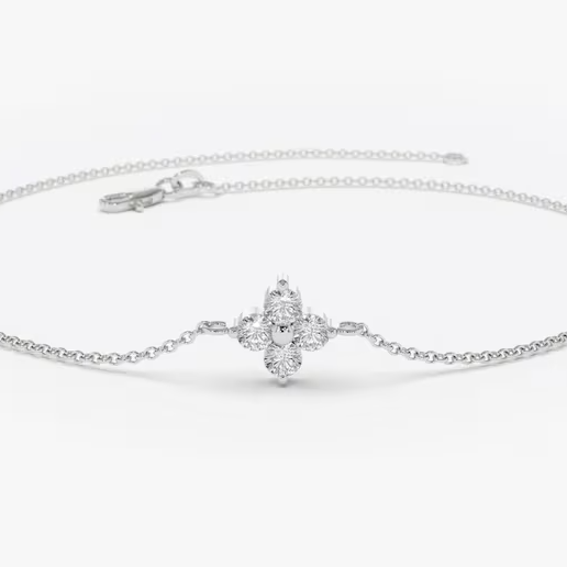 14k Solid Gold Clover Shaped Natural Diamond Bracelet  customdiamjewel 10 KT Solid Gold White Gold VVS-EF