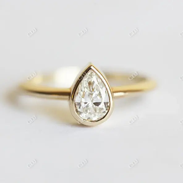 0.50CT Tear Drop Solitaire Moissanite Engagement Ring  customdiamjewel 10KT Yellow Gold VVS-EF