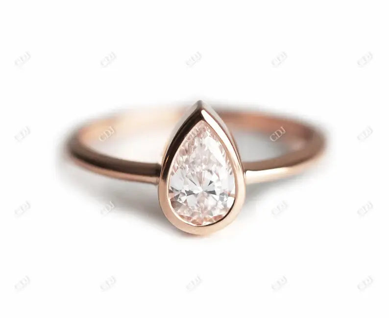 0.50CT Tear Drop Solitaire Moissanite Engagement Ring  customdiamjewel 10KT Rose Gold VVS-EF