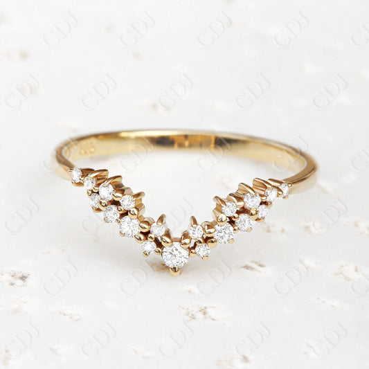 0.15CTW Cluster Diamond Chevron Nesting Wedding Ring  customdiamjewel   