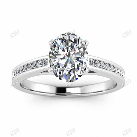 White Gold Delicate Channel Oval Moissanite Engagement Ring  customdiamjewel 10KT White Gold VVS-EF