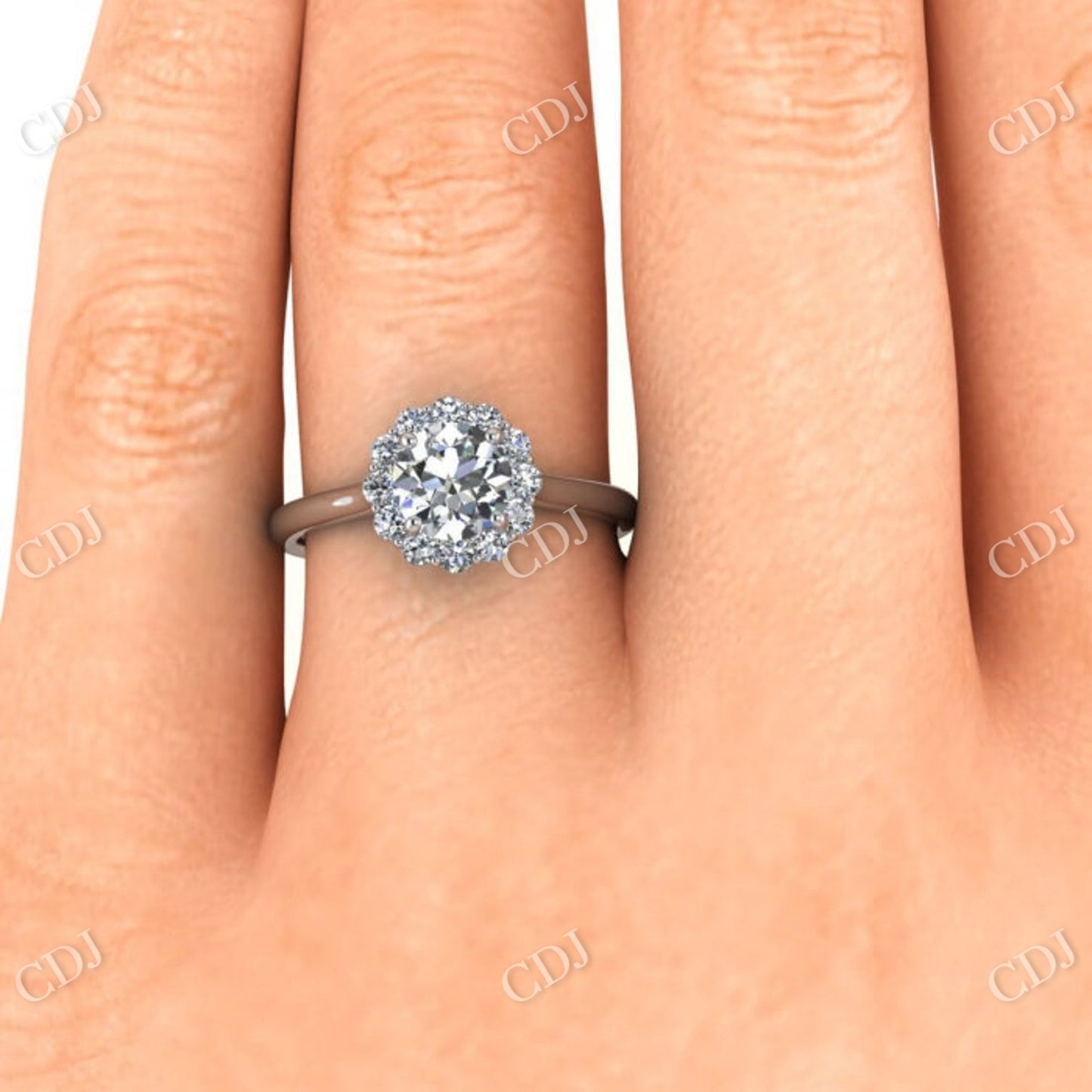 White Gold Open Halo Moissanite Ring  customdiamjewel   