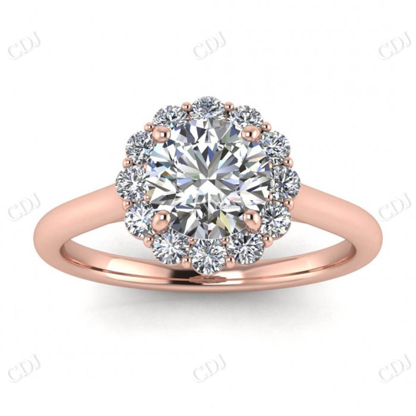 White Gold Open Halo Moissanite Ring  customdiamjewel Sterling Silver Rose Gold VVS-EF