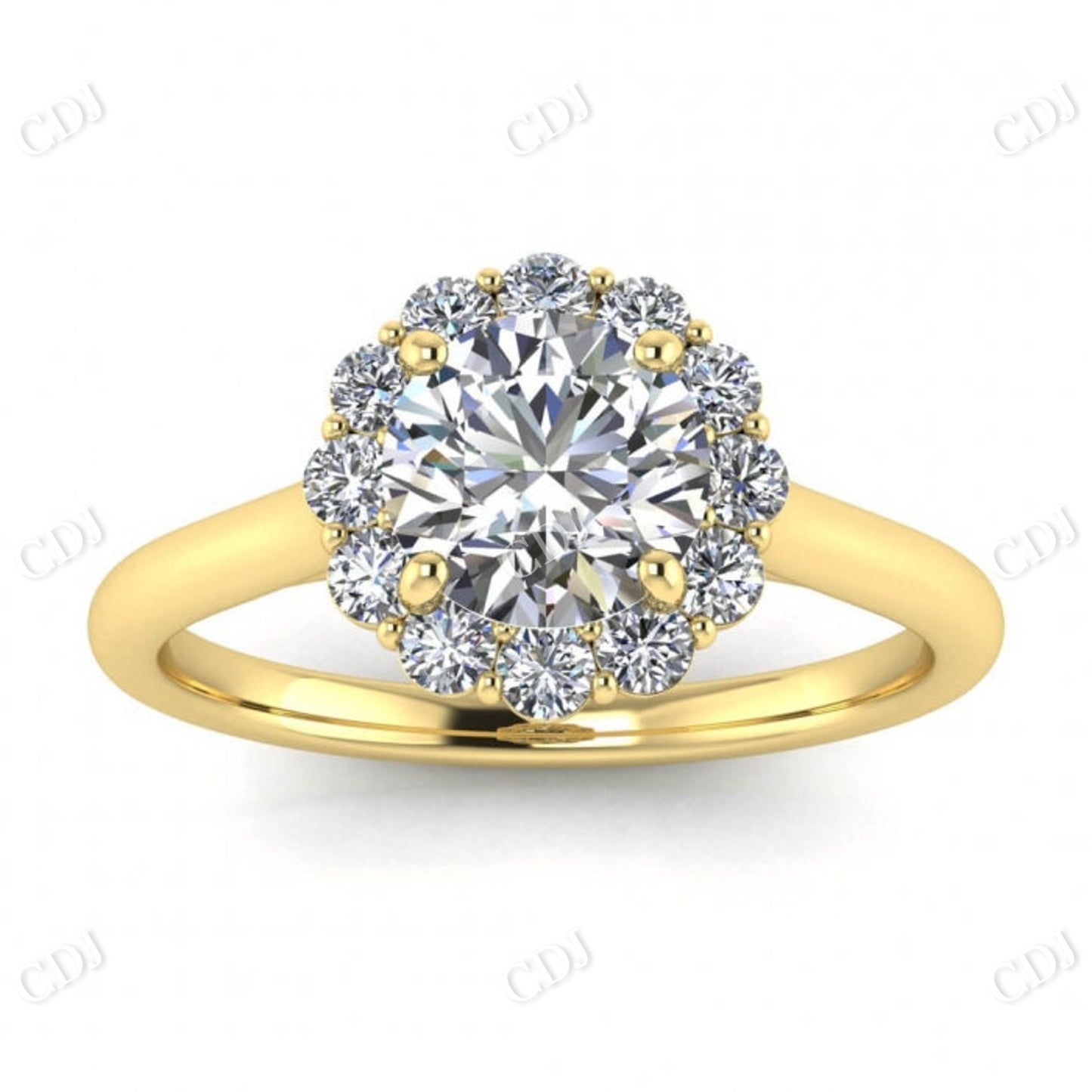 White Gold Open Halo Moissanite Ring  customdiamjewel Sterling Silver Yellow Gold VVS-EF