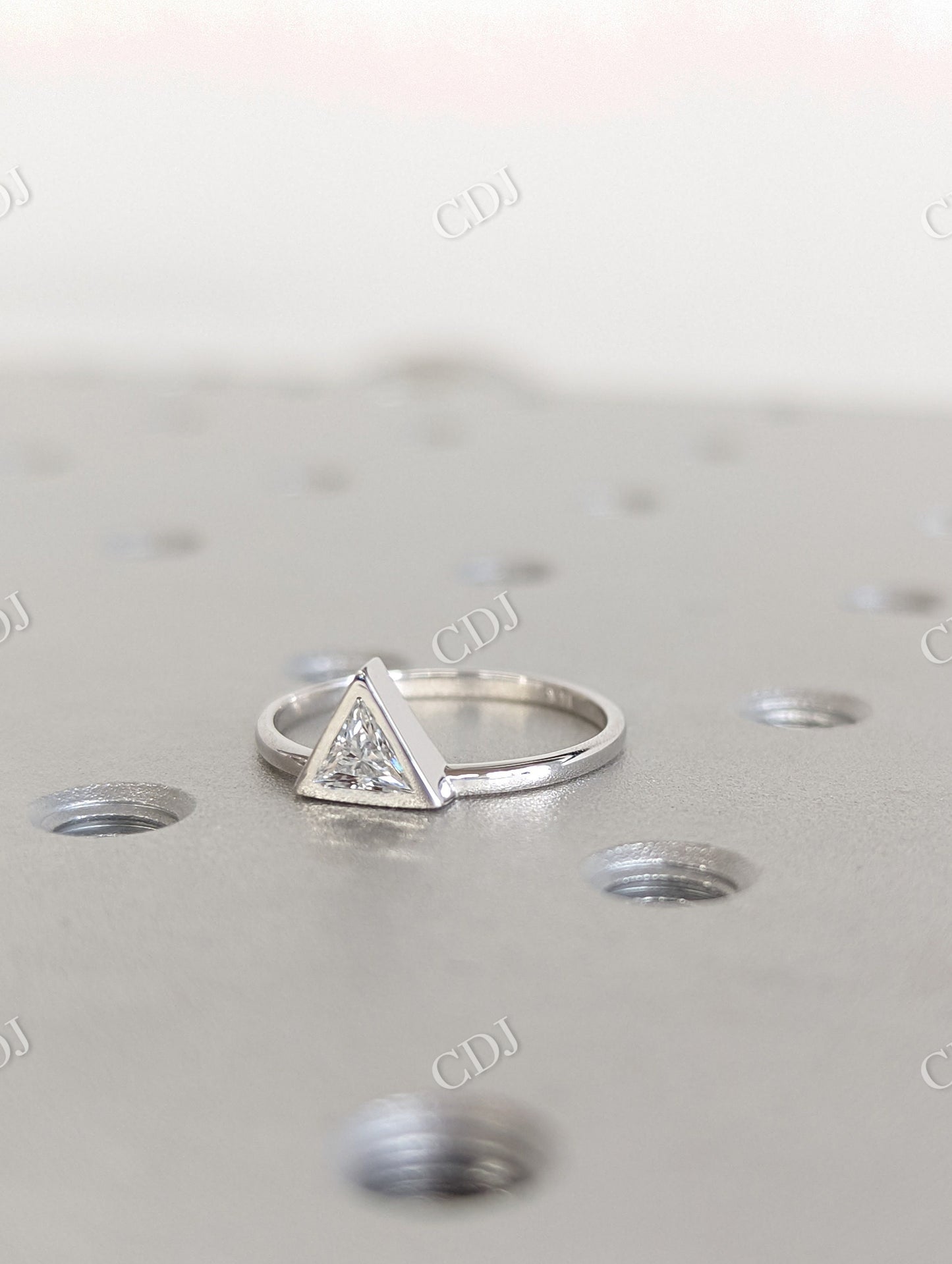 Modern Triangle Cut Moissanite Engagement Ring  customdiamjewel   