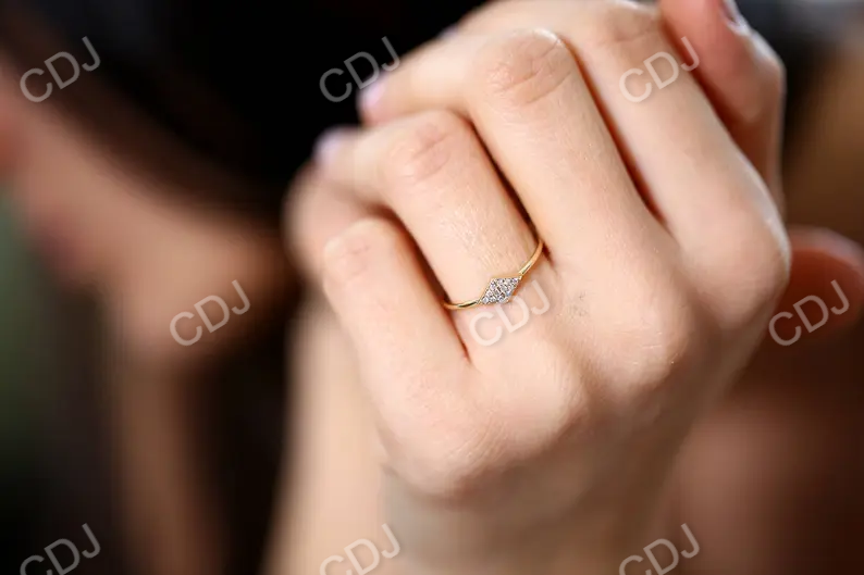 Unique Geometric Shaped 14K Micro Pave Diamond Wedding Ring  customdiamjewel   