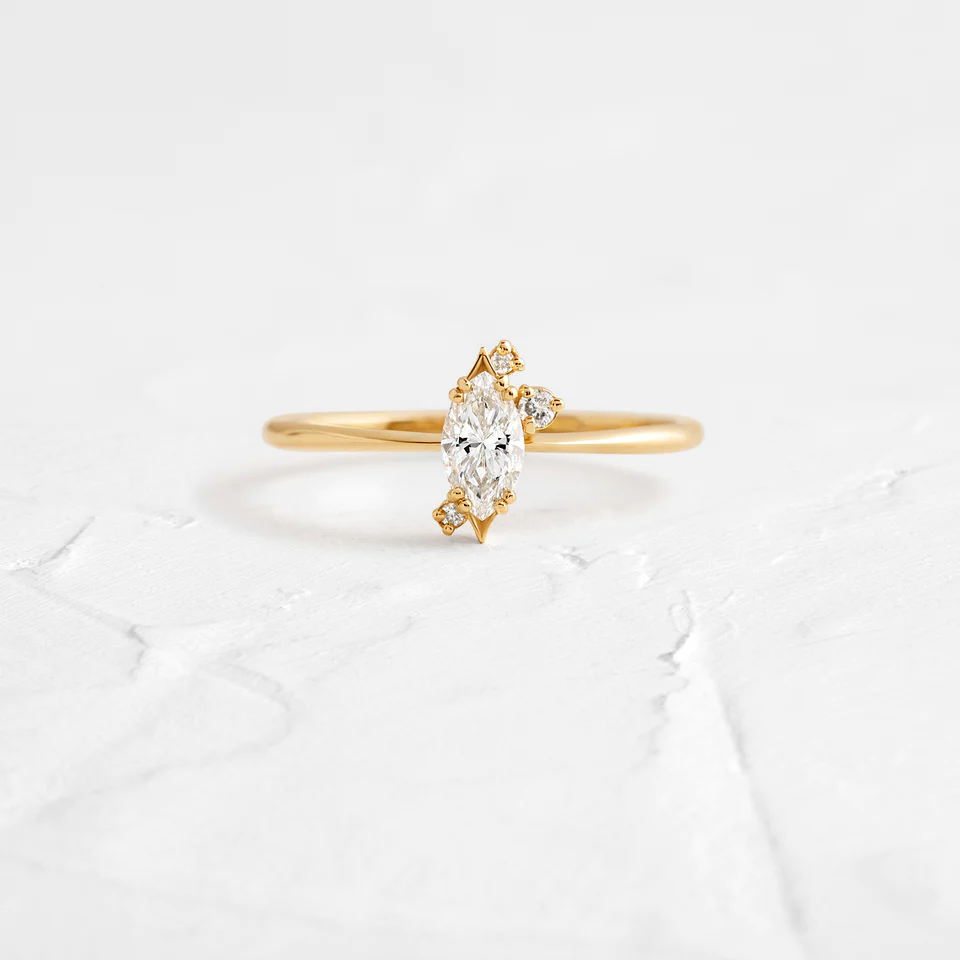 Antique Marquise Cut Moissanite Engagement Ring  customdiamjewel 10KT Yellow Gold VVS-EF