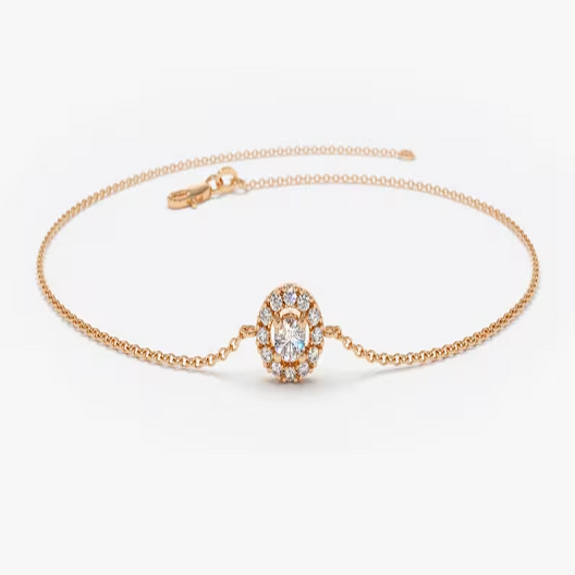 Round Shape Natural Diamond 14K Gold Solitaire Bracelet  customdiamjewel 10 KT Solid Gold Rose Gold VVS-EF