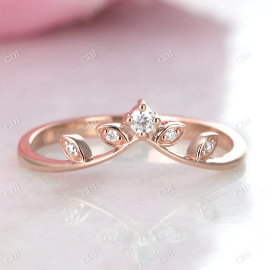 Leaf Vine Shaped Lab Grown Diamond Wedding Band  customdiamjewel 10KT Rose Gold VVS-EF