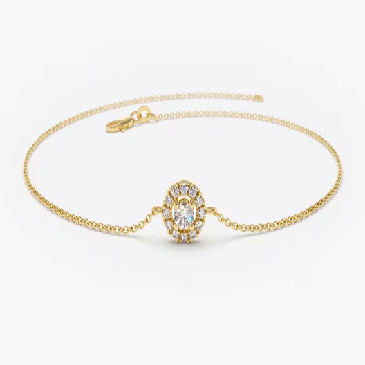 Round Shape Natural Diamond 14K Gold Solitaire Bracelet  customdiamjewel 10 KT Solid Gold Yellow Gold VVS-EF