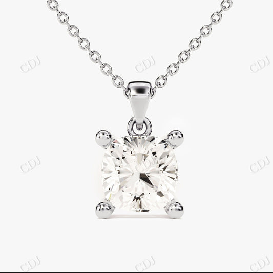 1.0CTW Cushion Shape Moissanite Solitaire Necklace  customdiamjewel 10KT White Gold VVS-EF