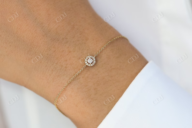 Round Shape Natural Diamond 14K Gold Solitaire Bracelet  customdiamjewel   