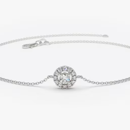 14k Gold Solitaire Natural Diamond Halo Bracelet  customdiamjewel 10 KT Solid Gold White Gold VVS-EF