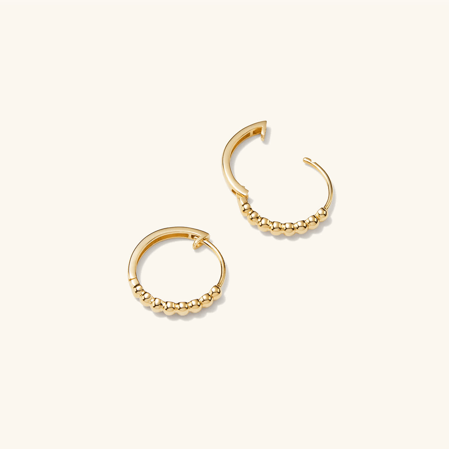 14K Solid Gold Beaded Small Unique Hoops Earrings  customdiamjewel   