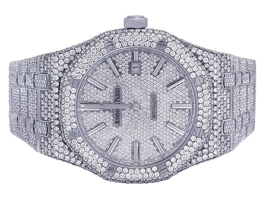 Stainless Steel Pave Dial Men's AP Diamond Watch ( 33 CTW)  customdiamjewel   