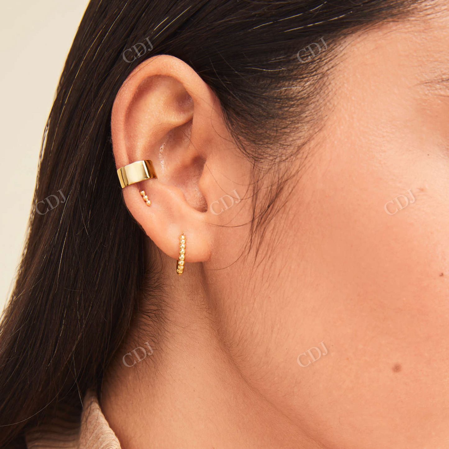 Unique Daily Wear Cuff 14K Solid Gold Stud Earring  customdiamjewel   