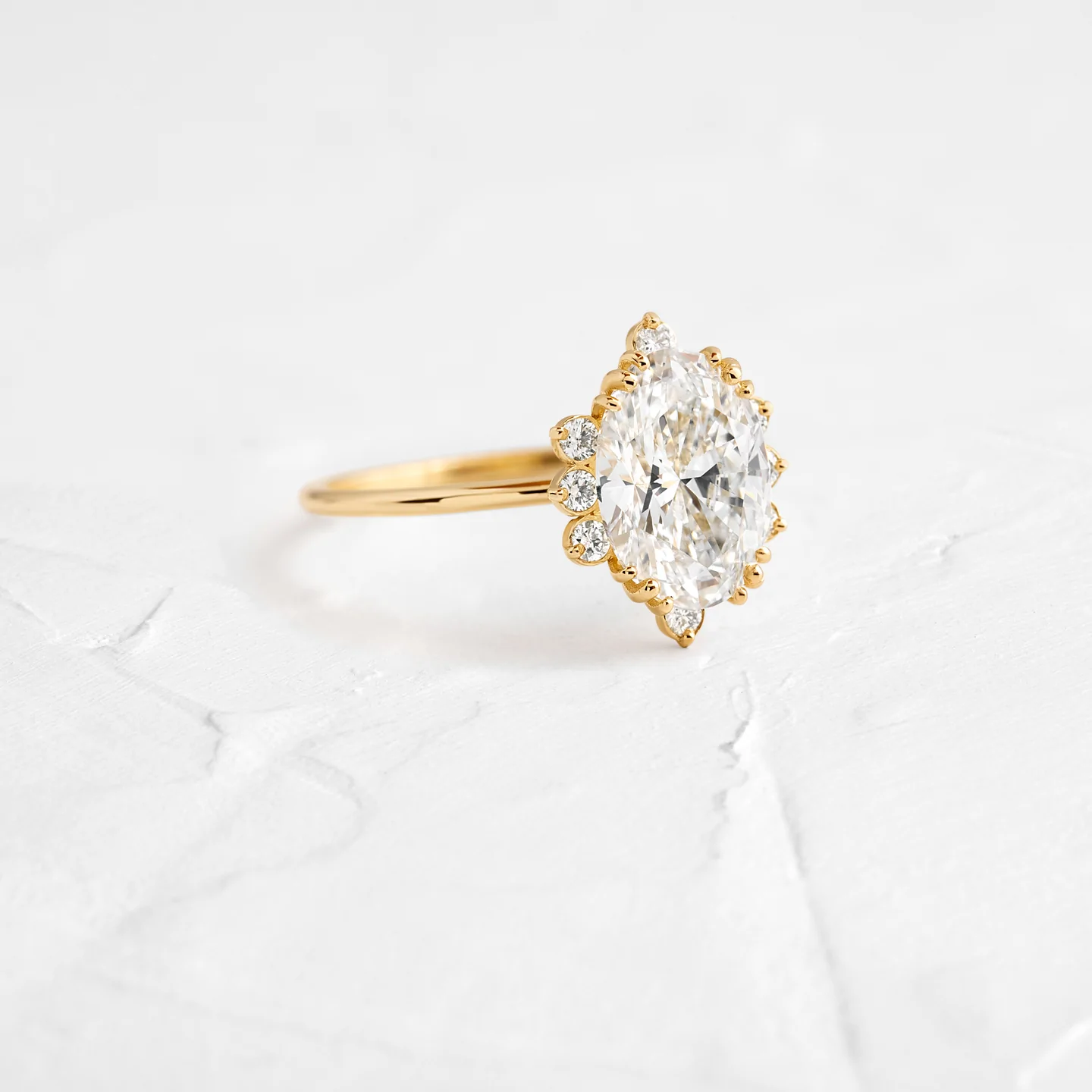 Solid Gold Oval Cut Moissanite Engagement Ring With Halo  customdiamjewel   