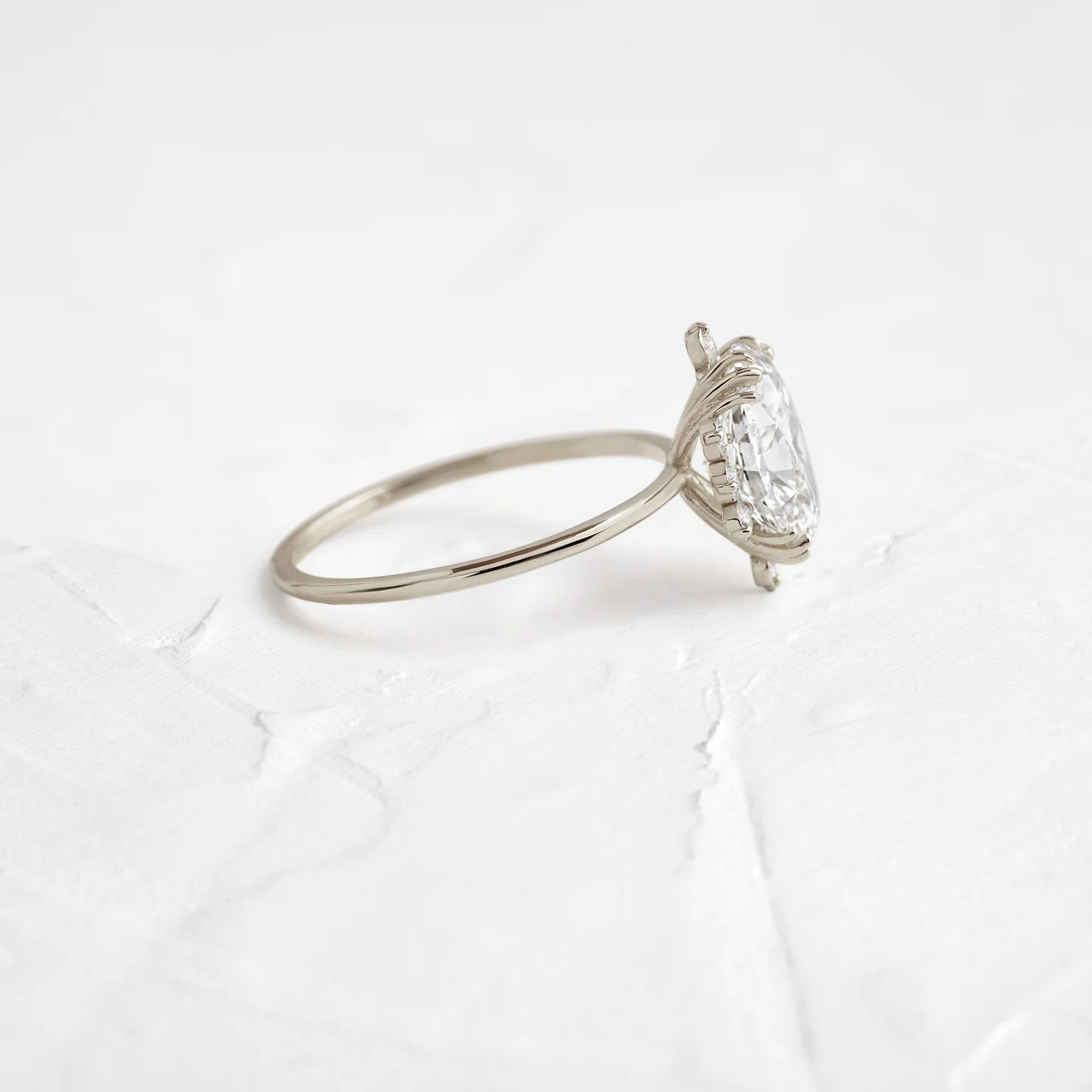 Solid Gold Oval Cut Moissanite Engagement Ring With Halo  customdiamjewel   