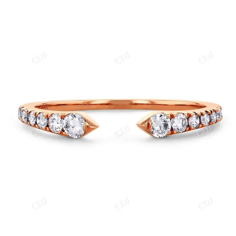 0.18CTW Round Shape Lab Grown Diamond Open Shank Wedding Band  customdiamjewel 10KT Rose Gold VVS-EF