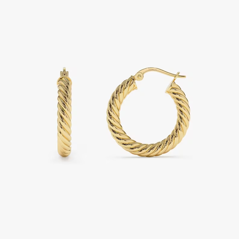 Cable Twist Hoop 25MM Plain Earrings  customdiamjewel   