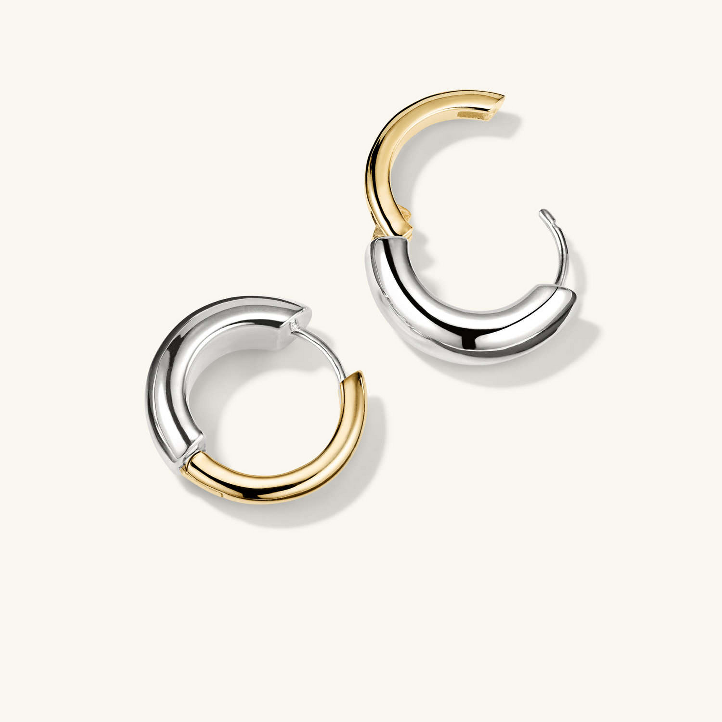 14K Solid Gold Mixed Medium Tube Shape Hoop Earring  customdiamjewel   