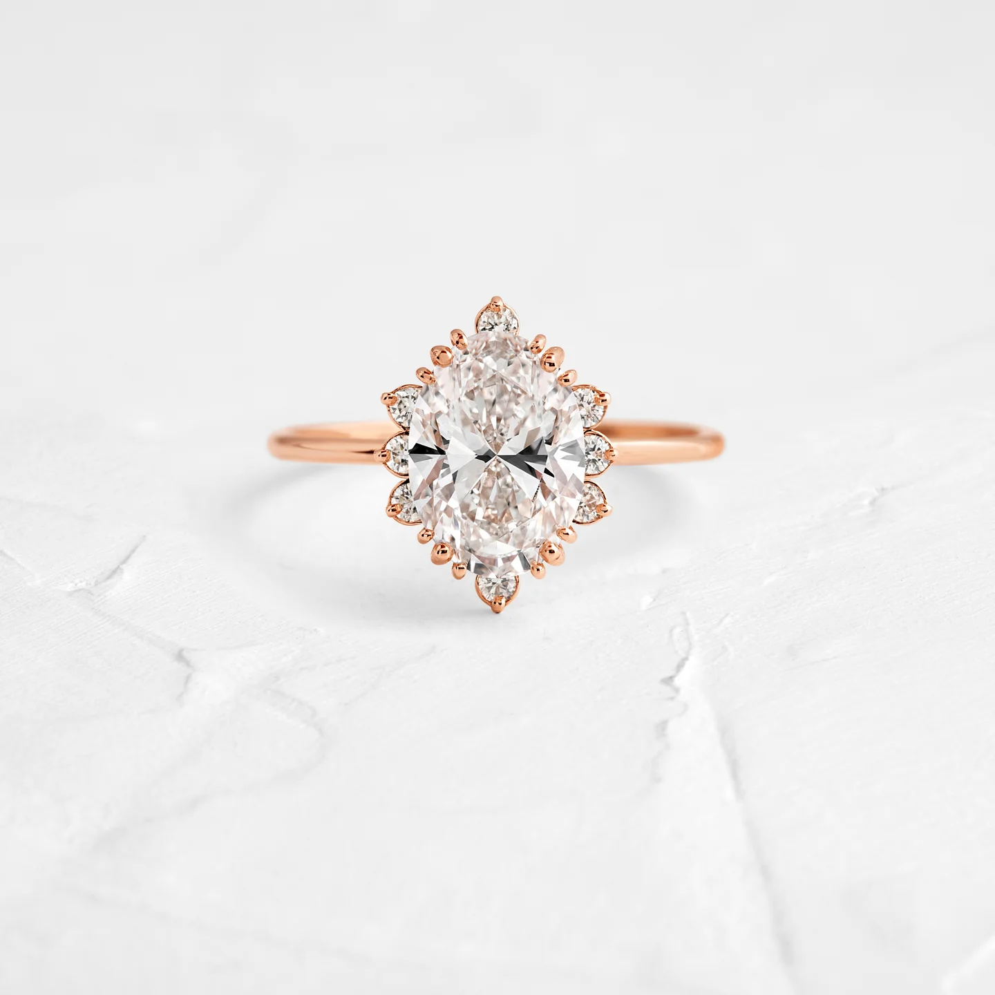 Solid Gold Oval Cut Moissanite Engagement Ring With Halo  customdiamjewel 10KT Rose Gold VVS-EF