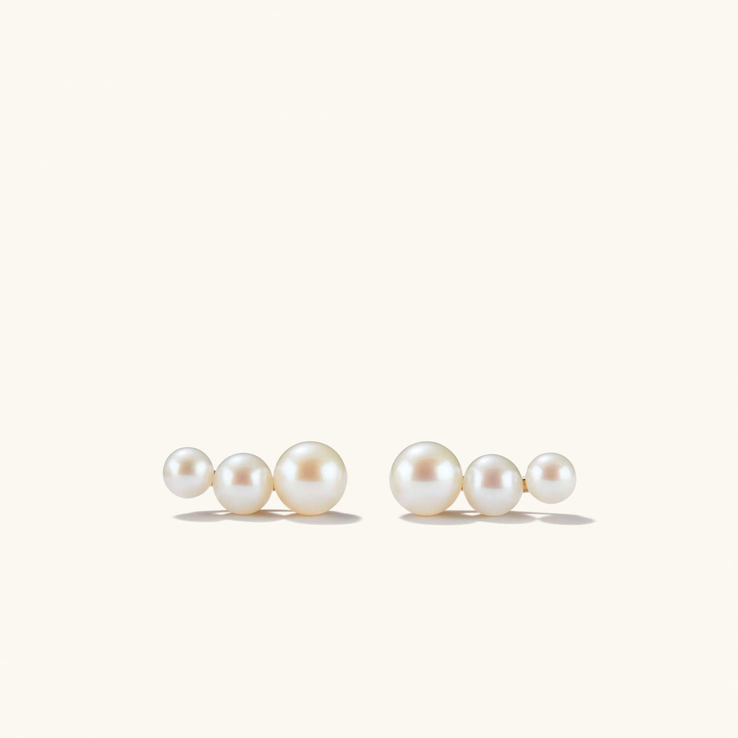 Contrast Pearl Climber 14K Gold Stud Earring  customdiamjewel   