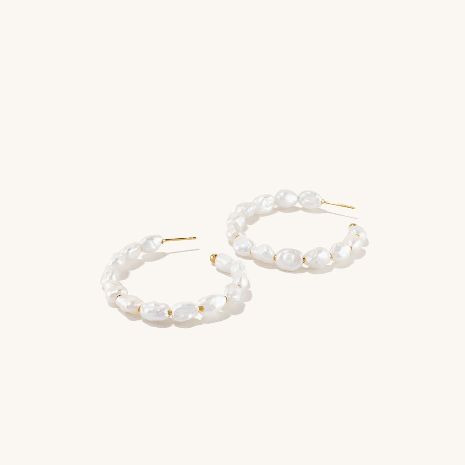 Bold Pearl Hoop 18K Solid Gold Hoop Earrings  customdiamjewel   