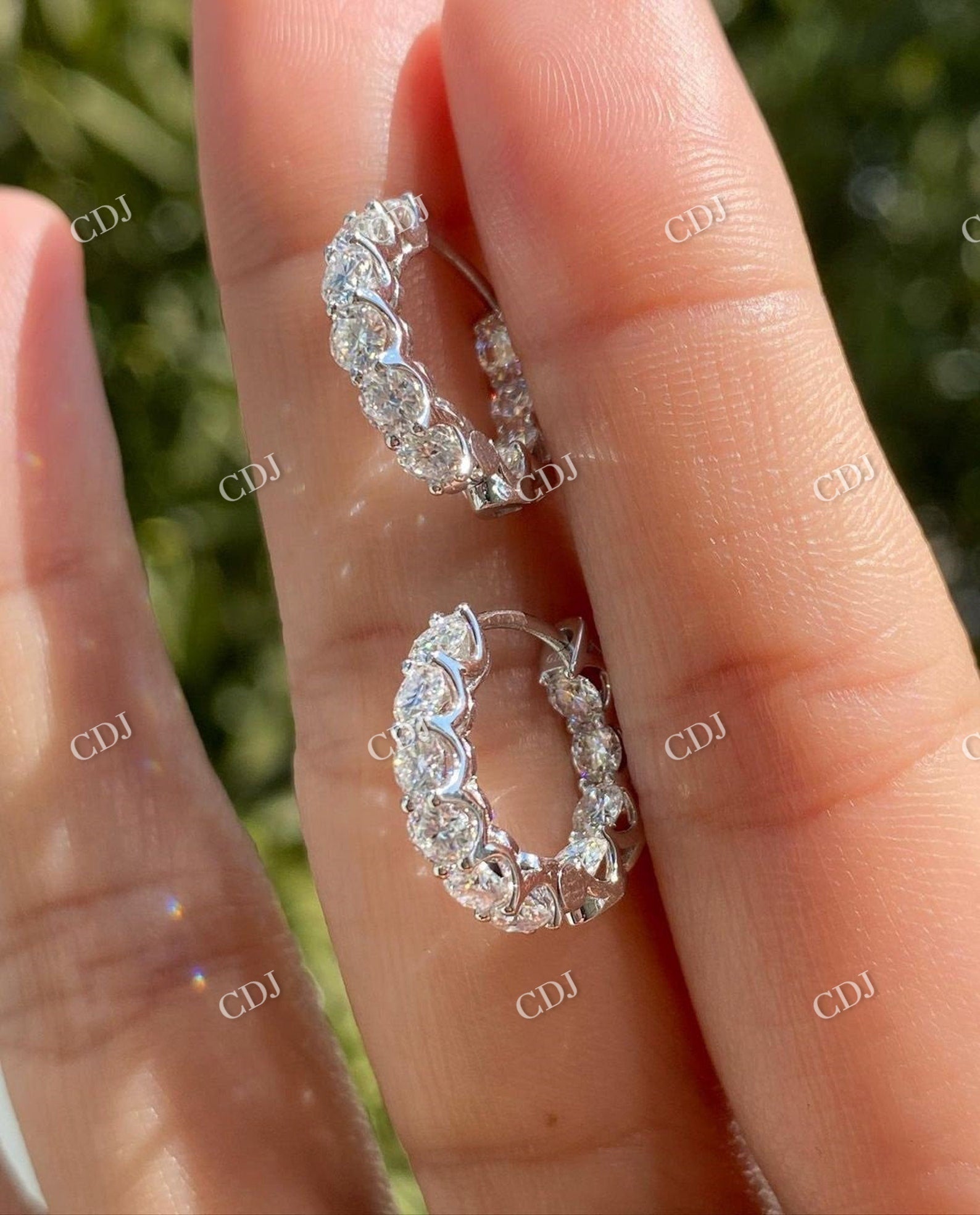 14K White Gold Round Cut Colorless Moissanite Wedding Earring  customdiamjewel   