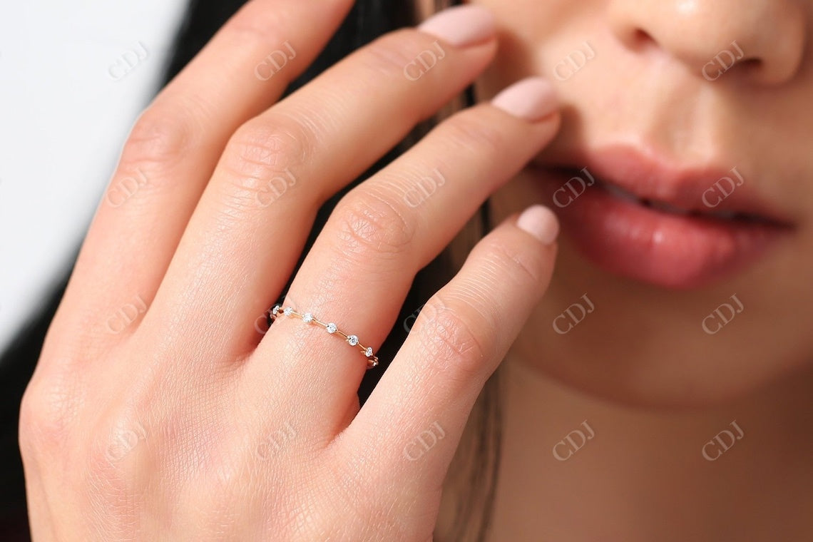 0.15CTW Round Cut Natural Diamond Minimalist Wedding Band  customdiamjewel   