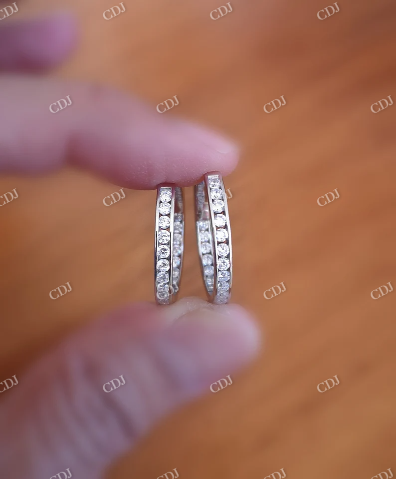 1.00CT Moissanite Hoop Diamond Earrings  customdiamjewel   