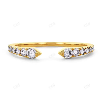 0.18CTW Natural Diamond Round Cut Open Shank Band  customdiamjewel 10KT Yellow Gold VVS-EF