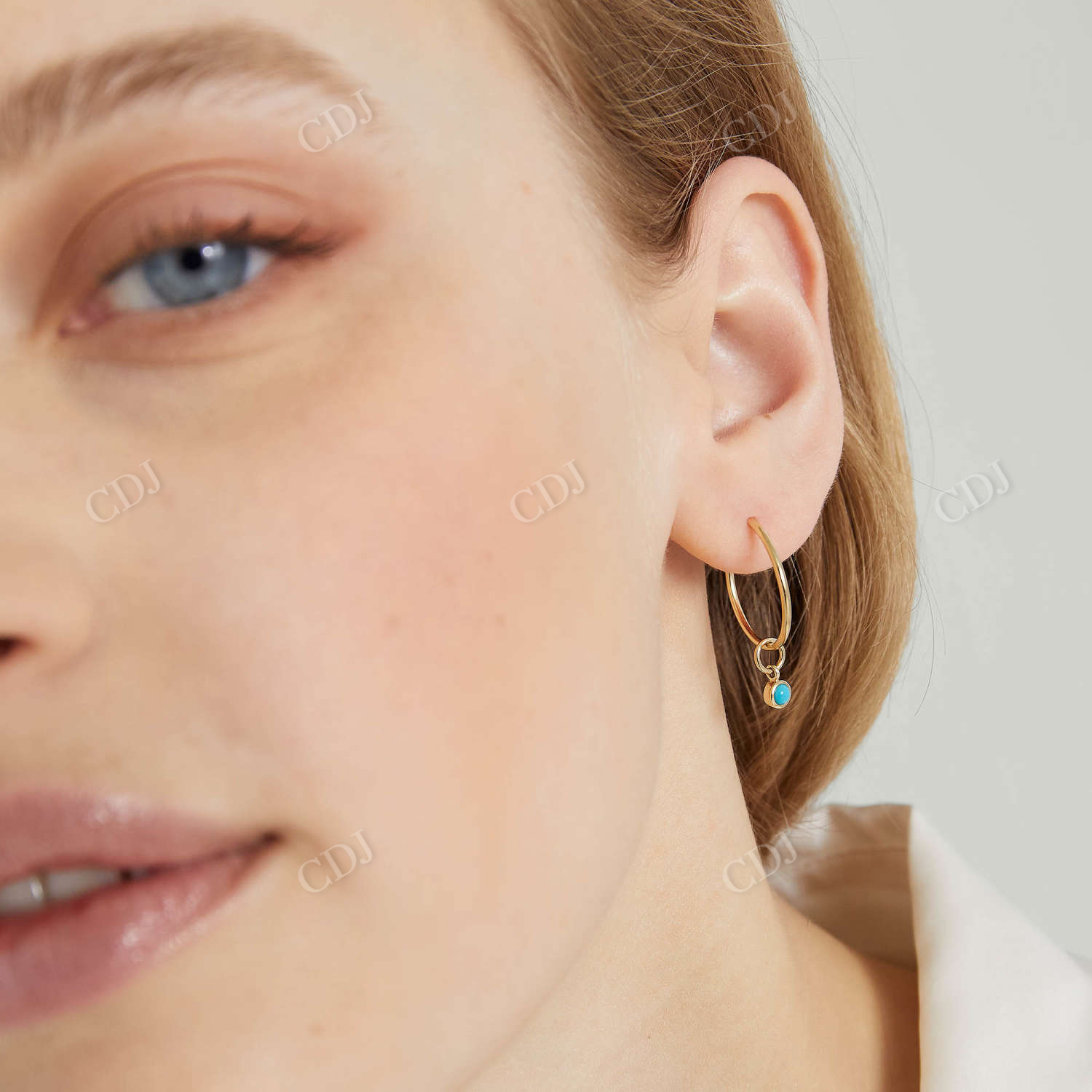 Round Natural 14K Solid Gold Between Hoop Earrings  customdiamjewel   