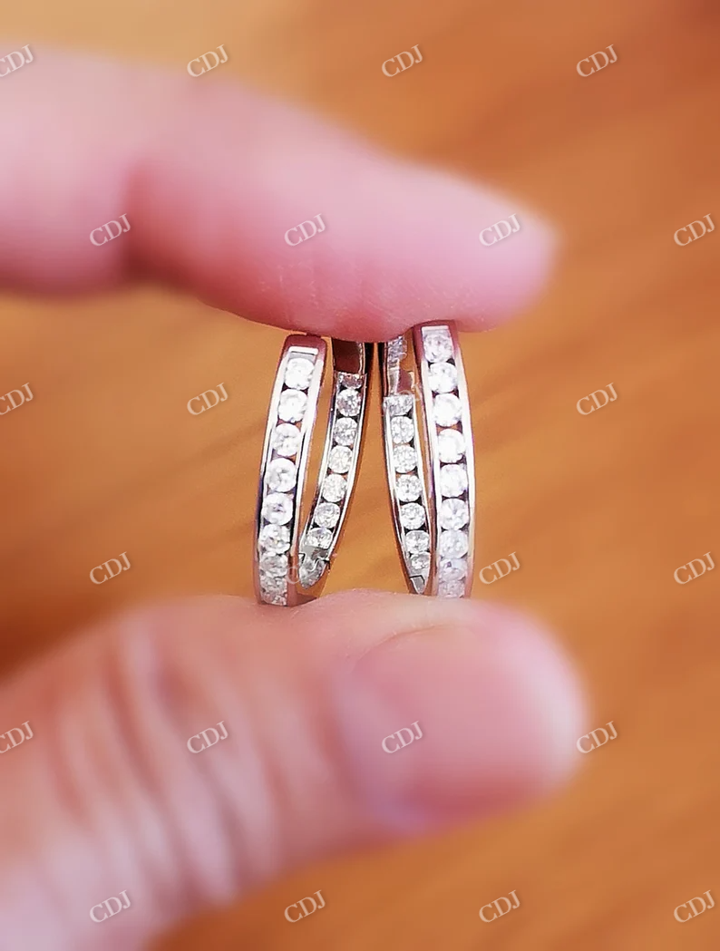 1.00CT Moissanite Hoop Diamond Earrings  customdiamjewel   