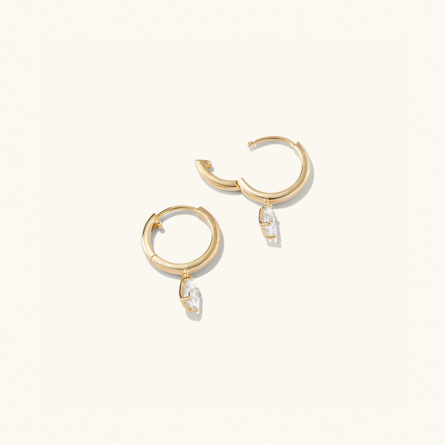 Emerald Cut Natural Diamond 14K Gold Topaz Hoop Earrings  customdiamjewel   