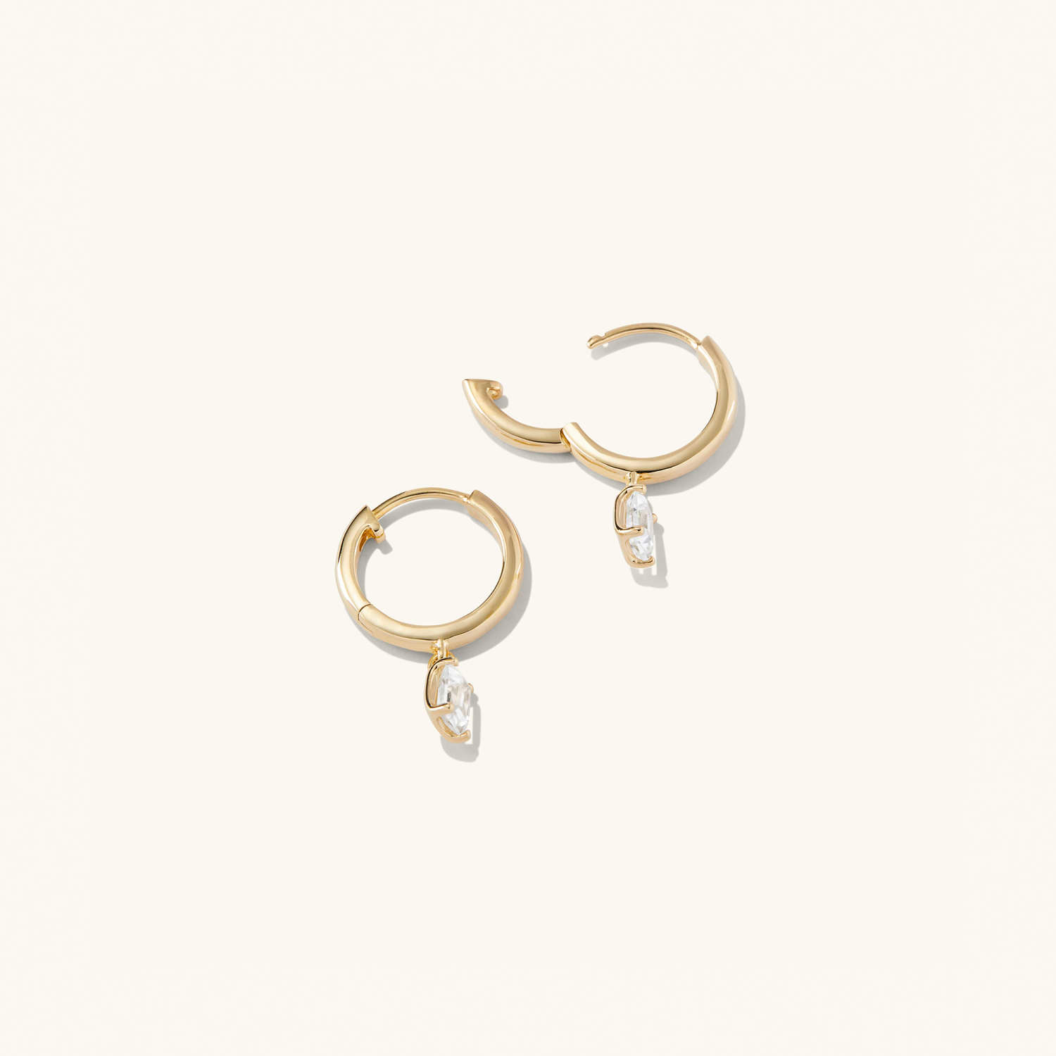 Emerald Cut Natural Diamond 14K Gold Topaz Hoop Earrings  customdiamjewel   