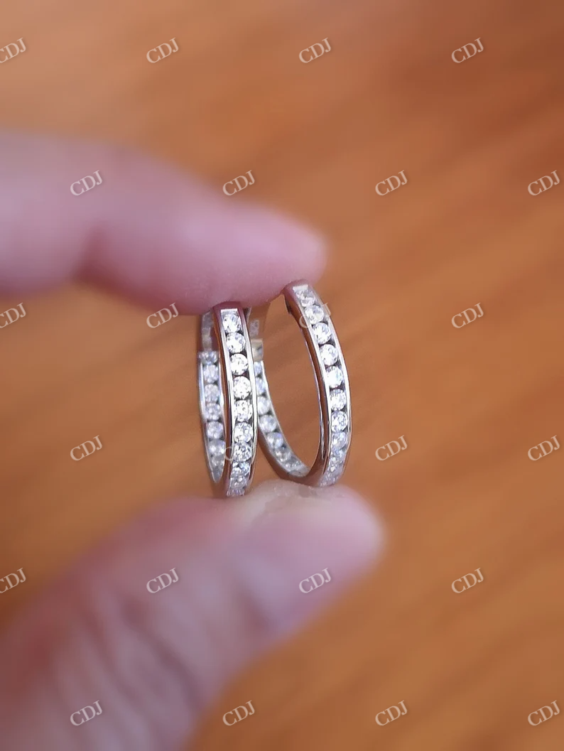 1.00CT Moissanite Hoop Diamond Earrings  customdiamjewel   