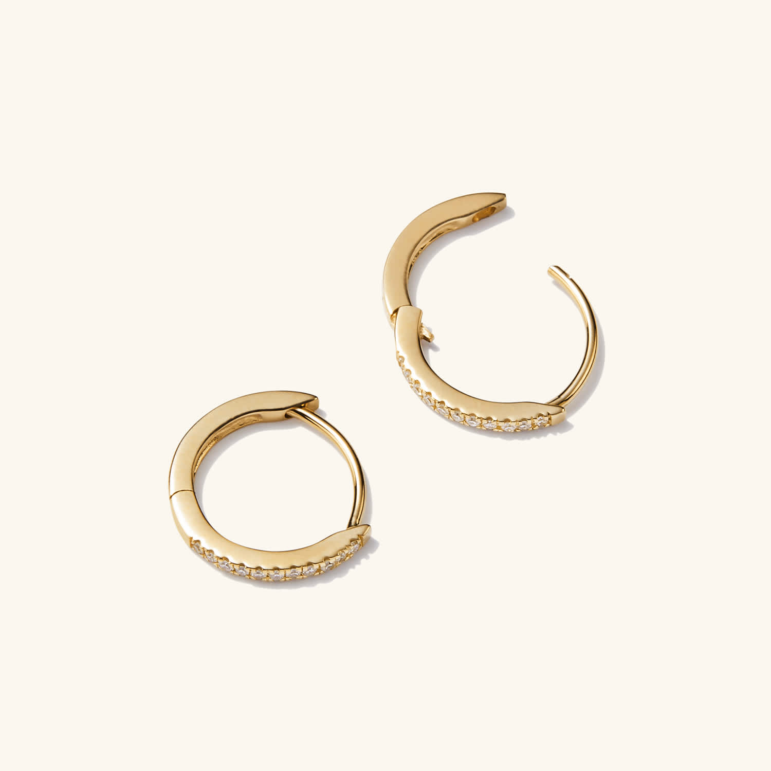 Pave Moissanite 14K Solid Gold Huggie Hoops Earrings  customdiamjewel   