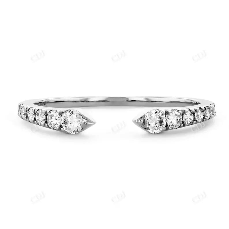 0.18CTW Round Shape Lab Grown Diamond Open Shank Wedding Band  customdiamjewel 10KT White Gold VVS-EF