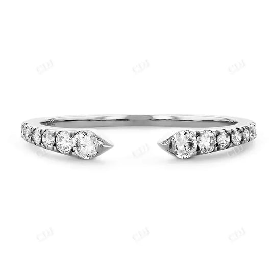 0.18CTW Natural Diamond Round Cut Open Shank Band  customdiamjewel 10KT White Gold VVS-EF