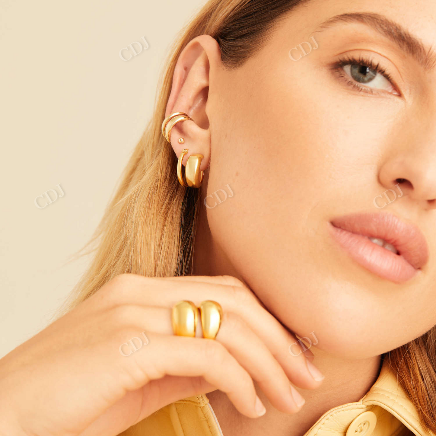 14K Solid Gold Duet Ear Cuff Antique Earrings  customdiamjewel   