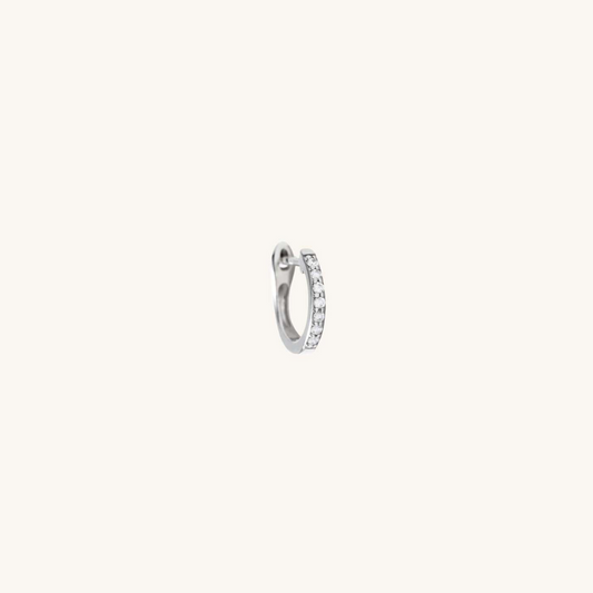 Single Natural Diamond 14K Gold Line Mini Hoop Earring  customdiamjewel 10 KT Solid Gold White Gold VVS-EF