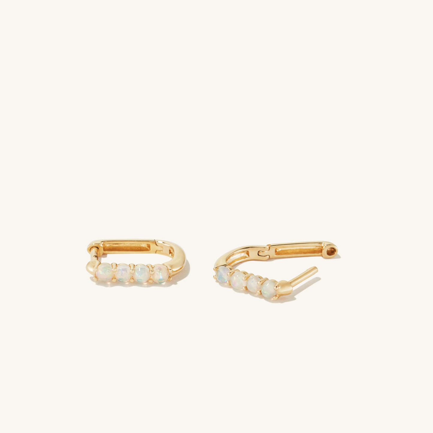 Opal U Shape 14K Solid Gold Hoops Earrings  customdiamjewel   