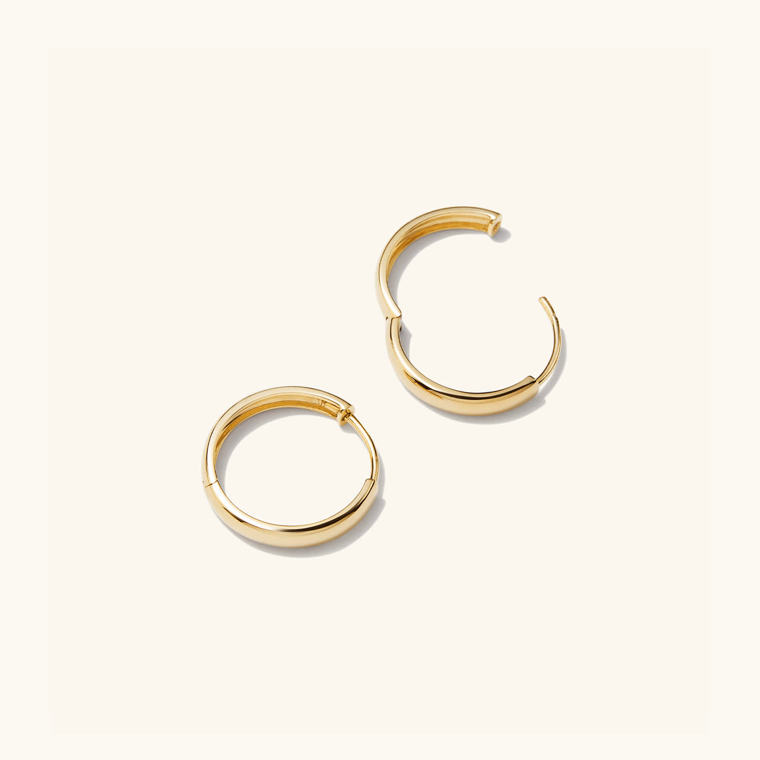 Simple Daily Wear 14K Gold Bold Medium Hoop Earrings  customdiamjewel   