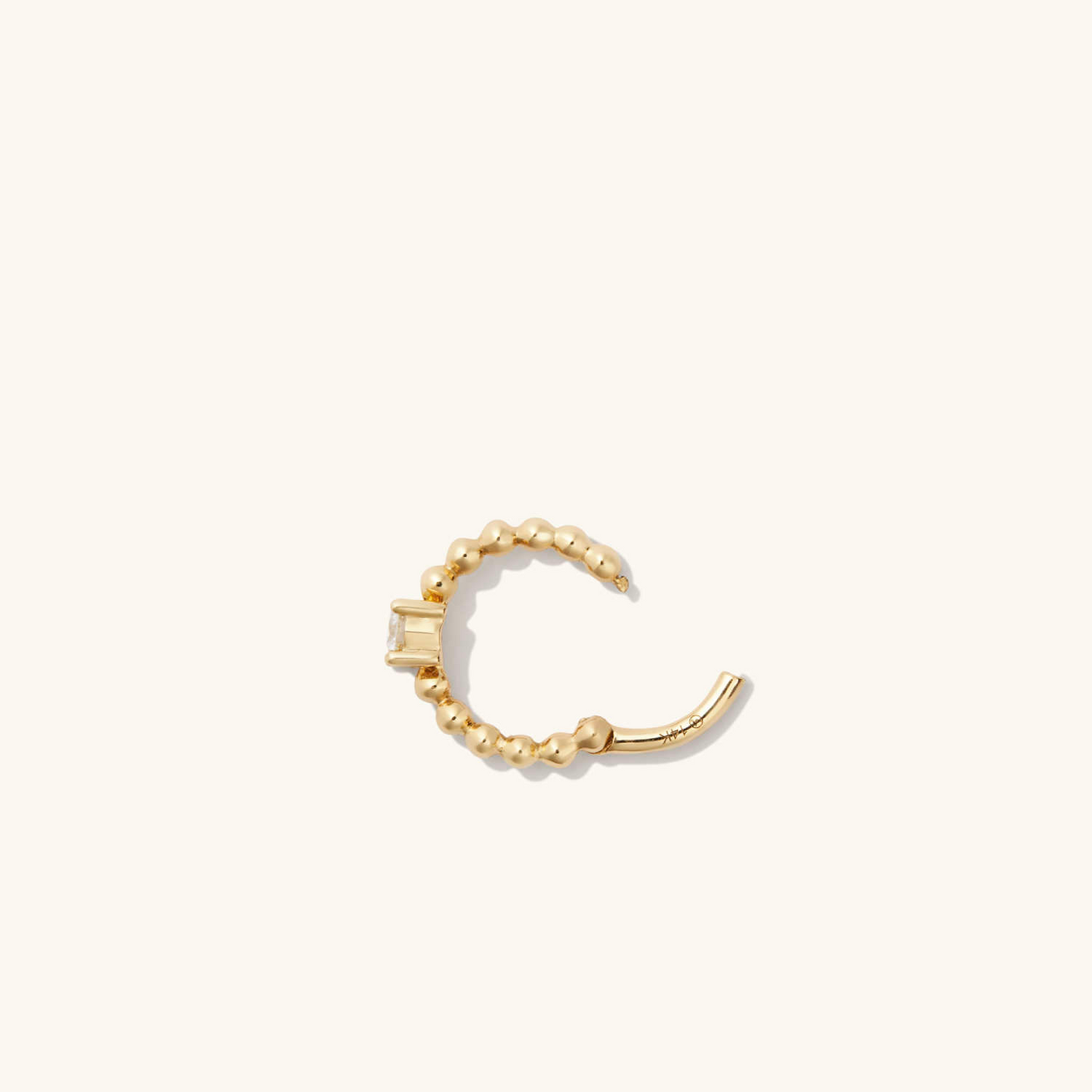 Unique Natural Diamond 18K Gold Beaded Mini Hoop Earrings  customdiamjewel   